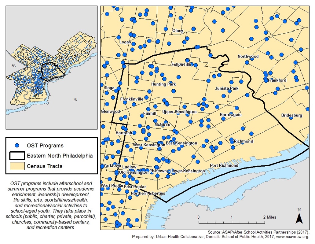 FIGURE 7: Out of School Time Programs in Eastern North Philadelphia by Census Tract 